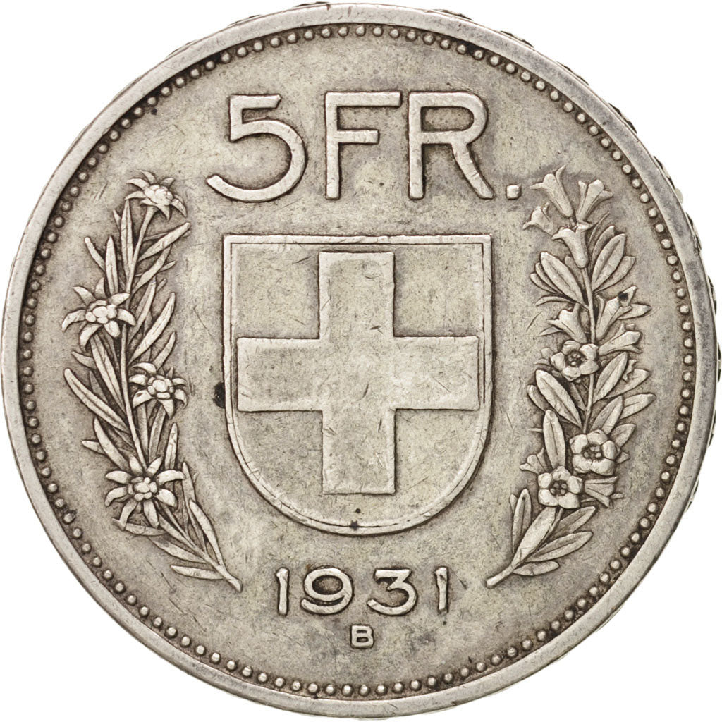 Switzerland, 5 Francs, 1931, Bern, KM:40, EF(40-45), Silver, 31.45