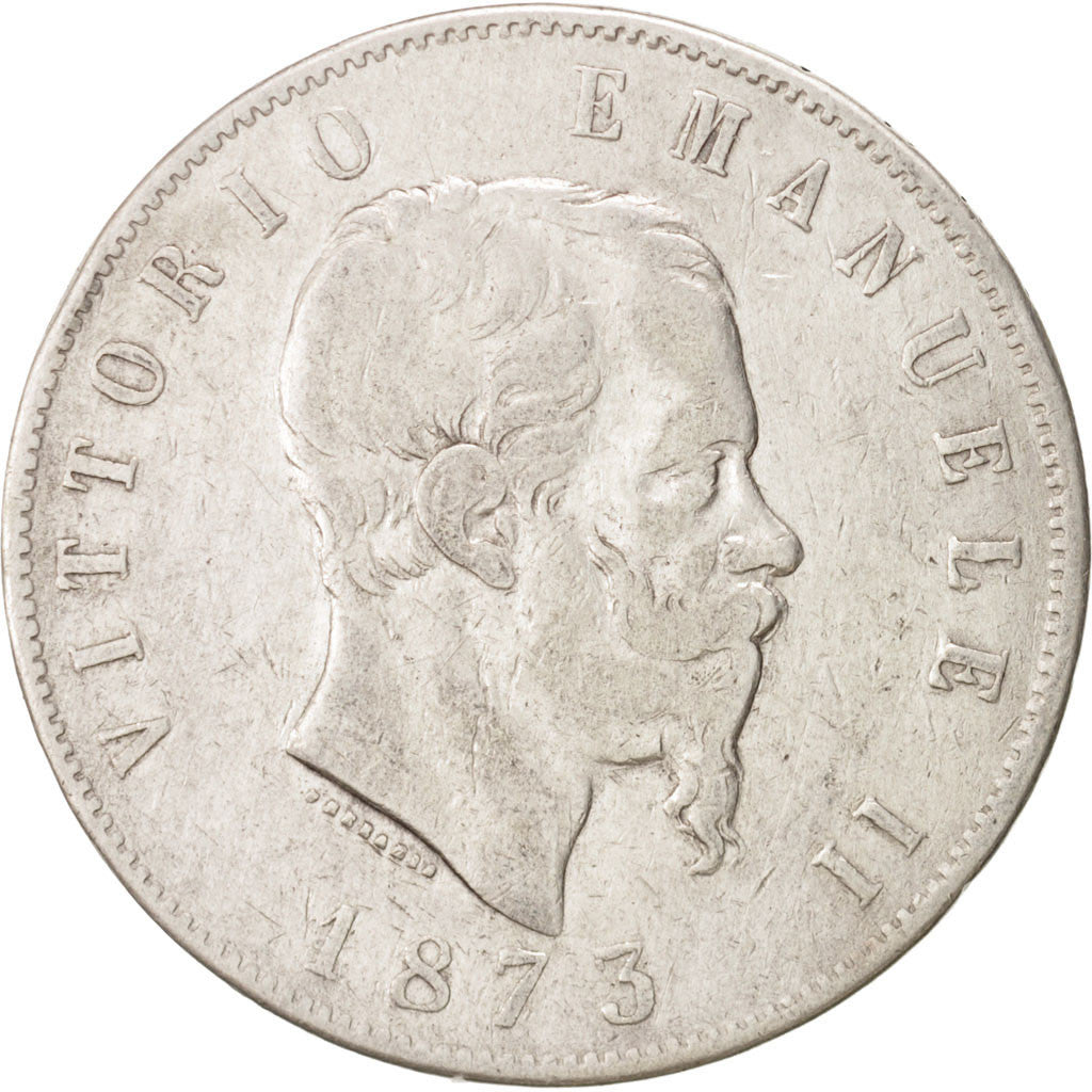Italy, 5 Lire, 1873, Milan, KM:8.3, EF(40-45), Silver