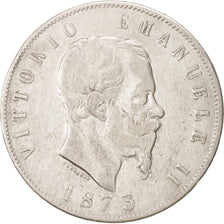 Italy, 5 Lire, 1873, Milan, KM:8.3, EF(40-45), Silver