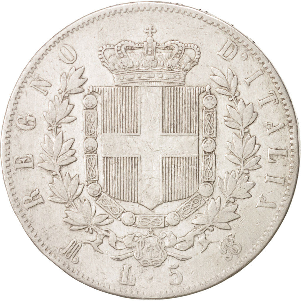 Italy, 5 Lire, 1873, Milan, KM:8.3, EF(40-45), Silver