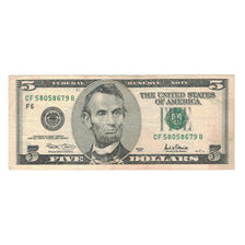 Biljet, Verenigde Staten, Five Dollars, 2001, TB+