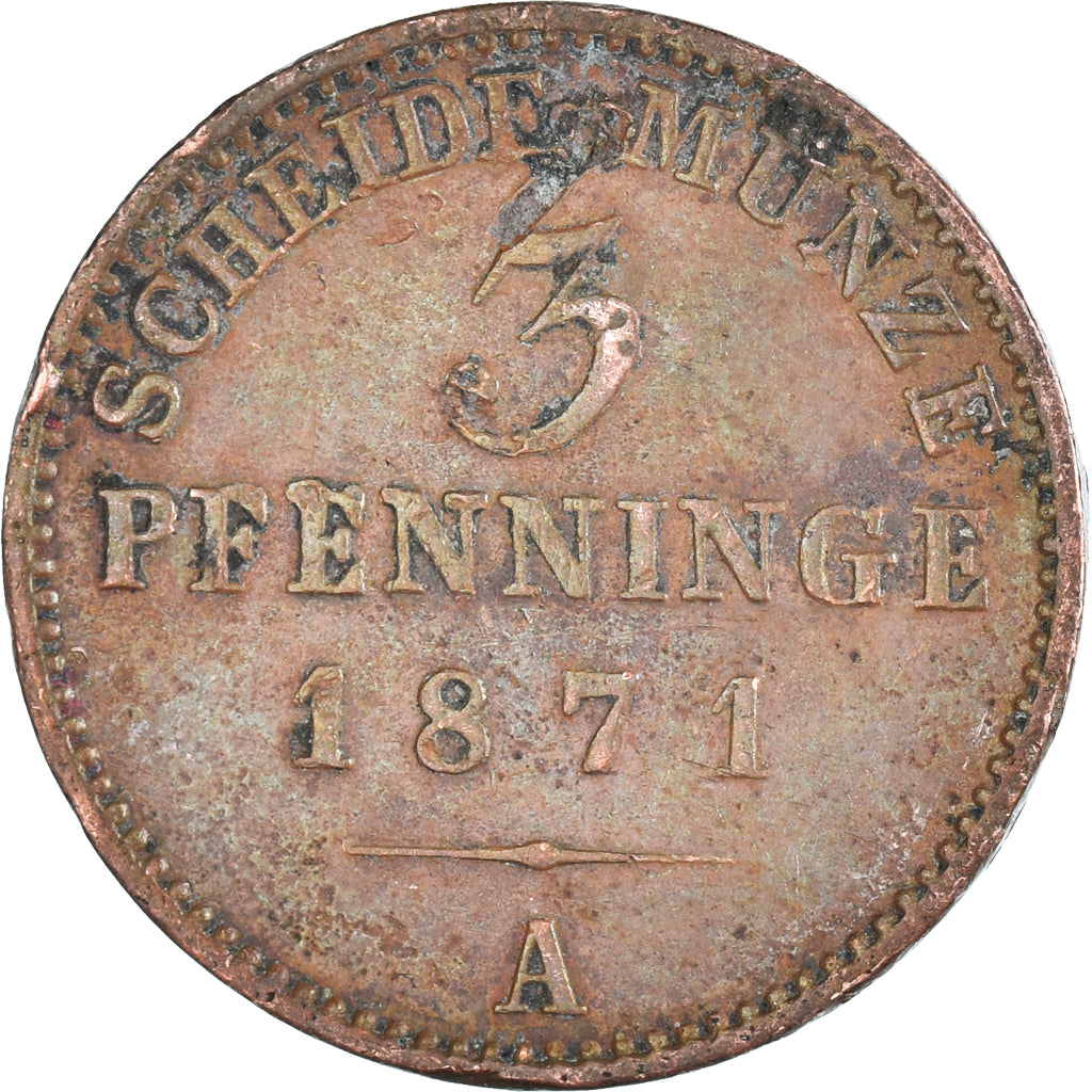 Münze, Deutsch Staaten, 3 Pfennig, 1871