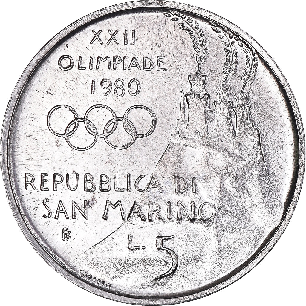 Münze, San Marino, 5 Lire, 1980