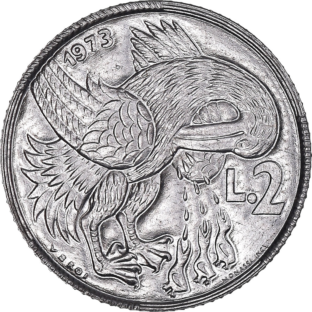 Moeda, San Marino, 2 Lire, 1973