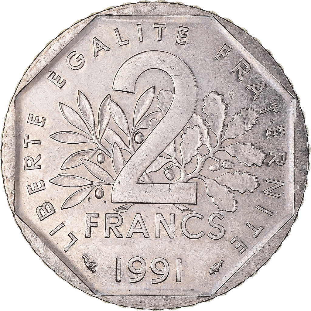Coin, France, 2 Francs, 1991