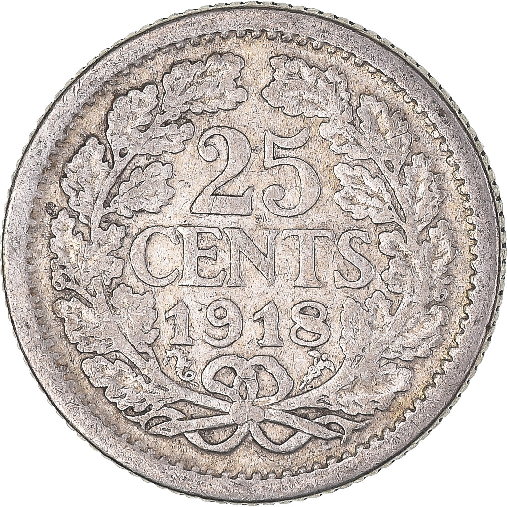 Moeda, Países Baixos, 25 Cents, 1918