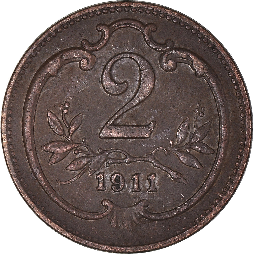 Coin, Austria, 2 Heller, 1911