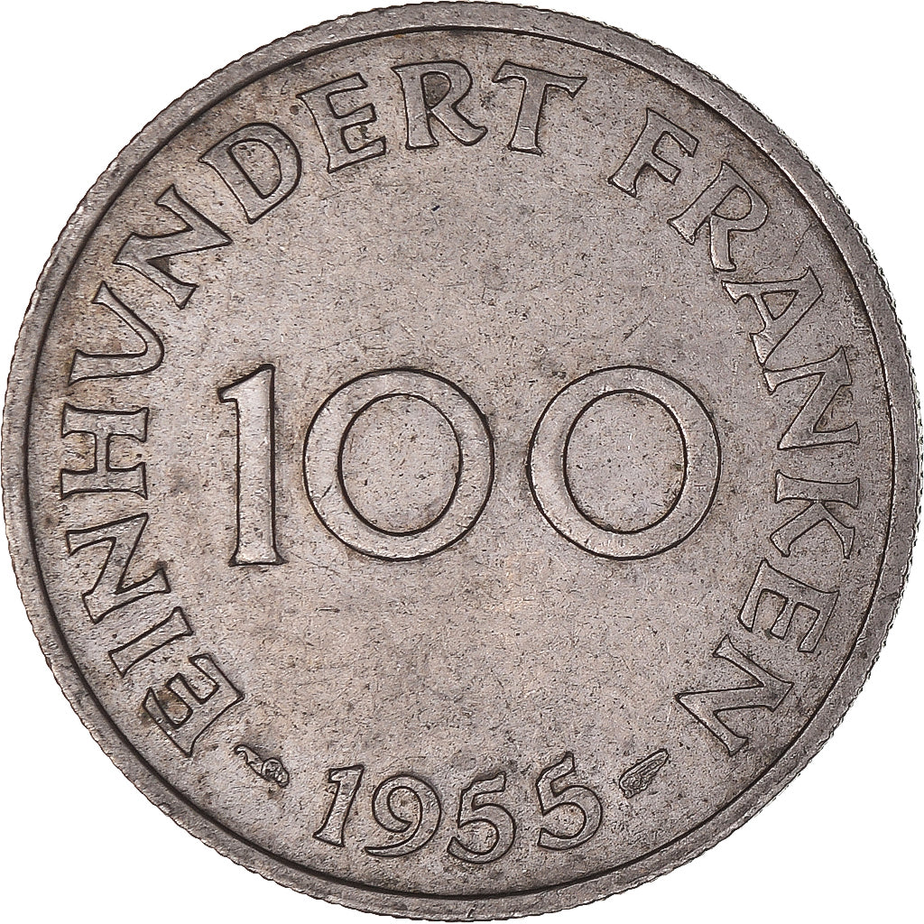 Coin, SAARLAND, 100 Franken, 1955
