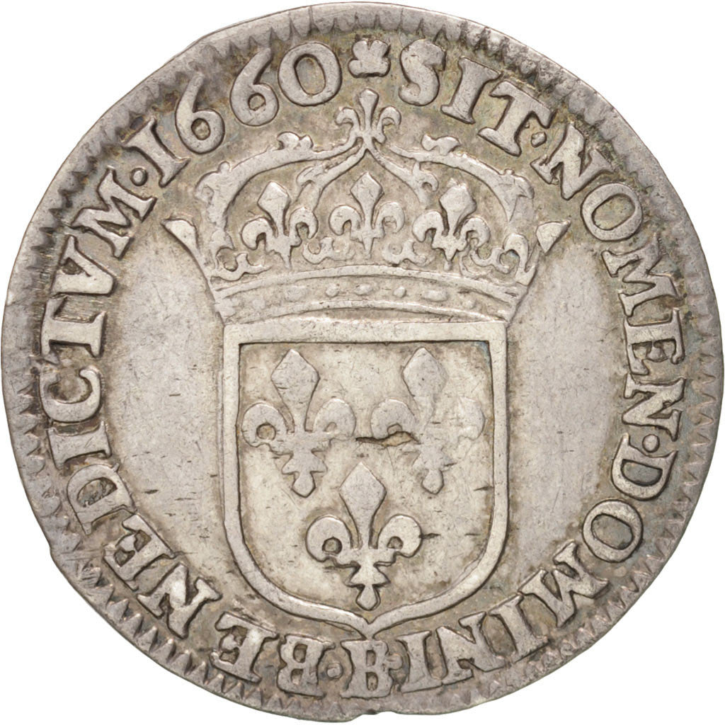 FRANCE, 1/12 Écu au buste juvénile, 1/12 ECU, 10 Sols, 1660, Rouen