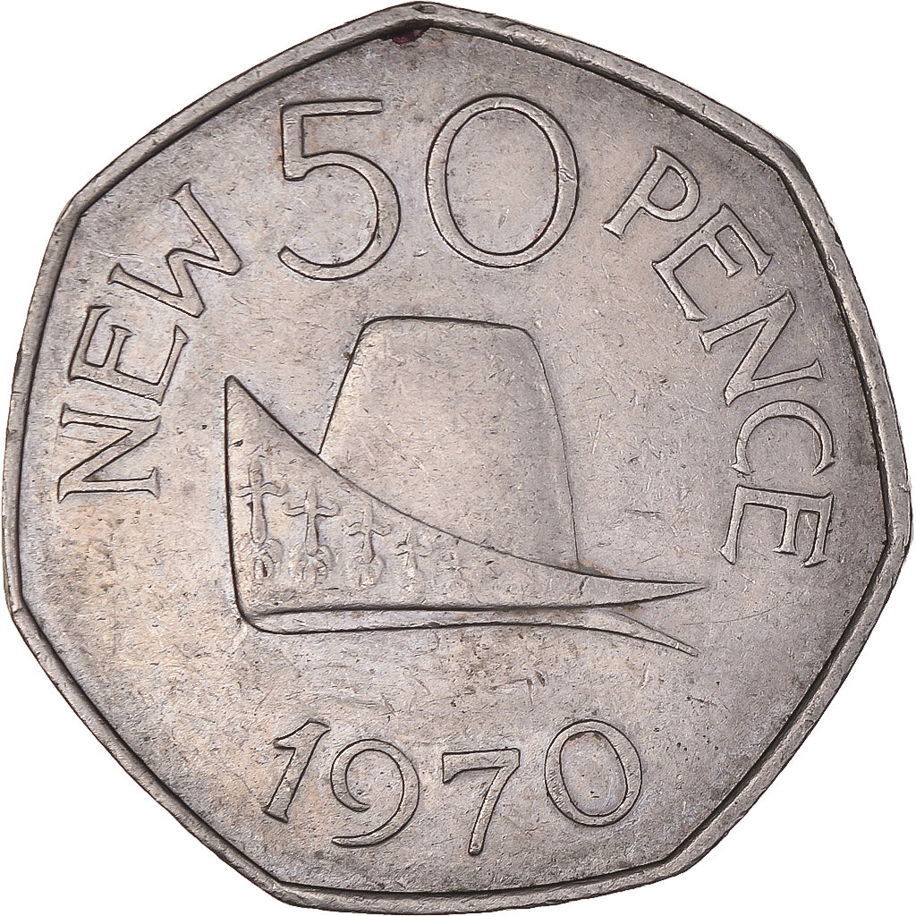 Monnaie, Guernesey, 50 New Pence, 1970