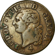 Coin, France, Louis XVI, Sol ou sou, Sol, 1791, Paris, EF(40-45), Copper