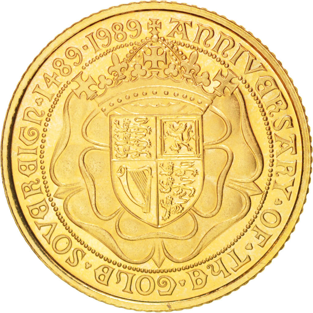 Great Britain, 1/2 Sovereign, 1989, KM:955, MS(64), Gold