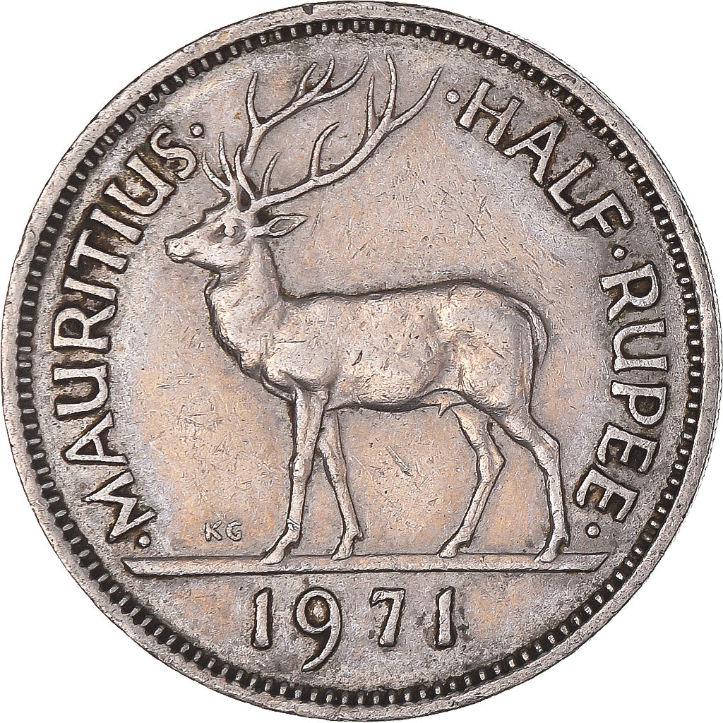 Moneta, Mauritius, 1/2 Rupee, 1971