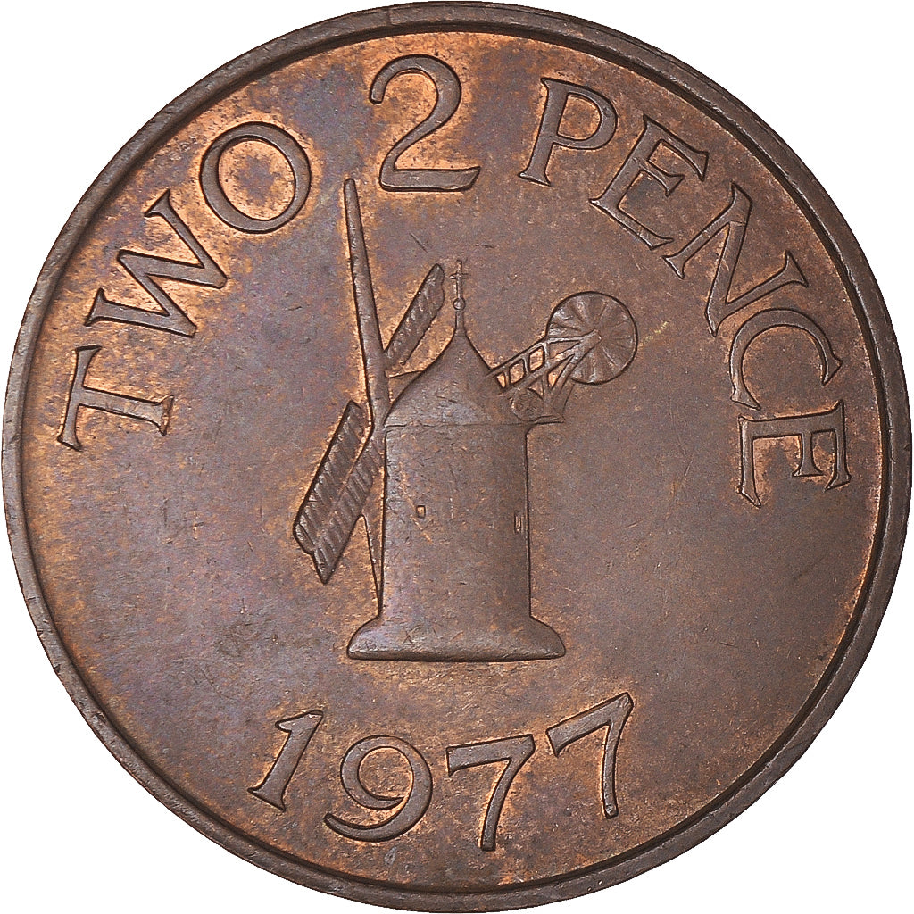 Coin, Guernsey, 2 Pence, 1977