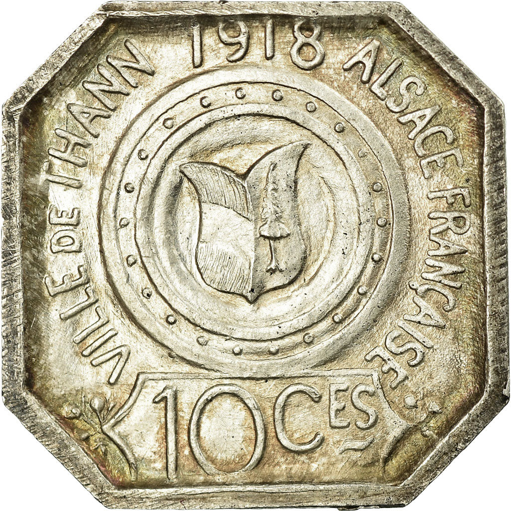 France, 10 Centimes, Chamber of Commerce, 1918, AU(55-58), Silver