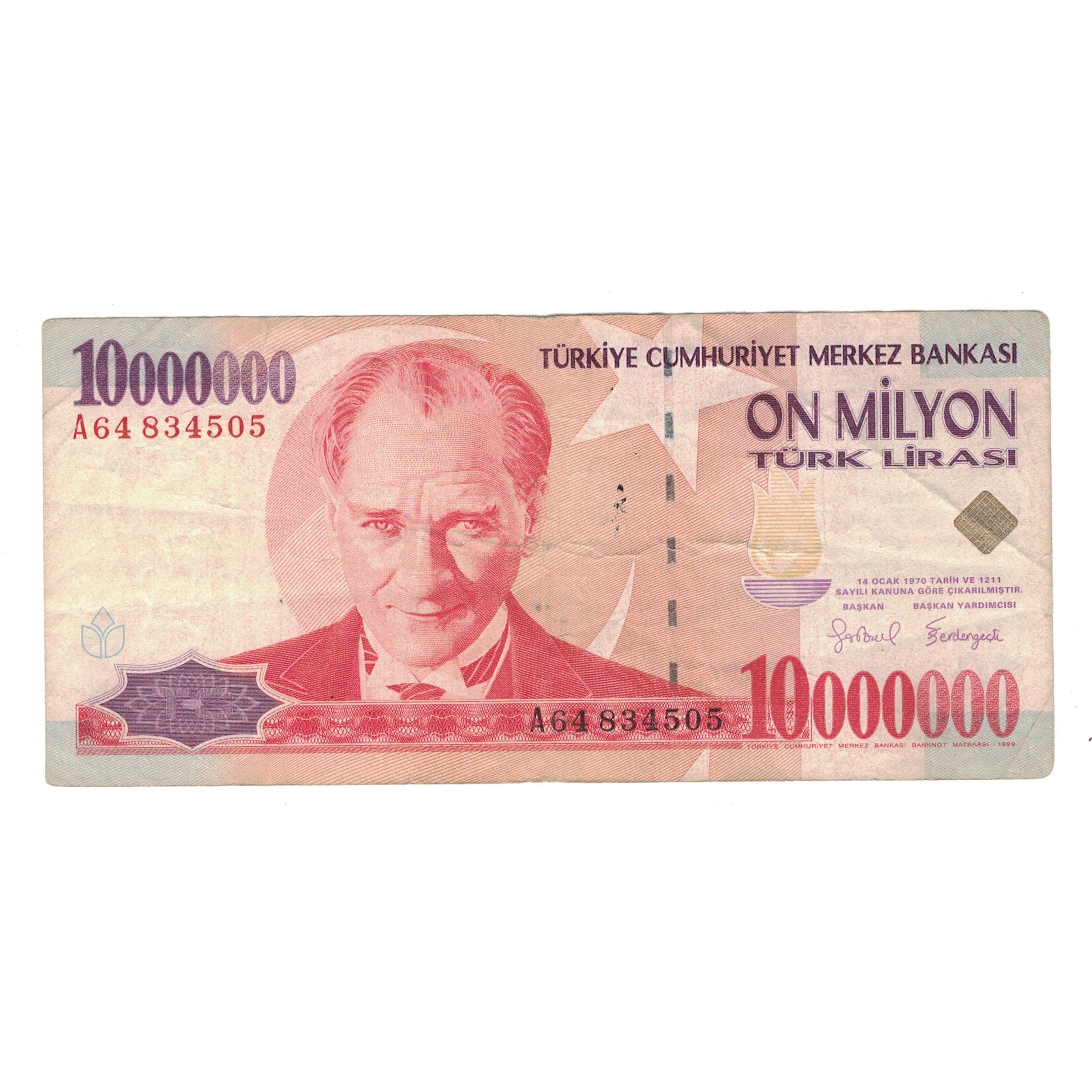 Banknote, Turkey, 10,000,000 Lira, 1999, KM:214, VF(30-35)