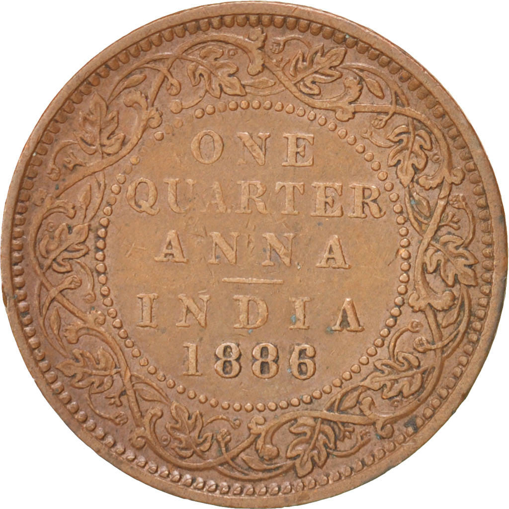 INDIA-BRITISH, 1/4 Anna, 1886, KM:486, EF(40-45), Copper