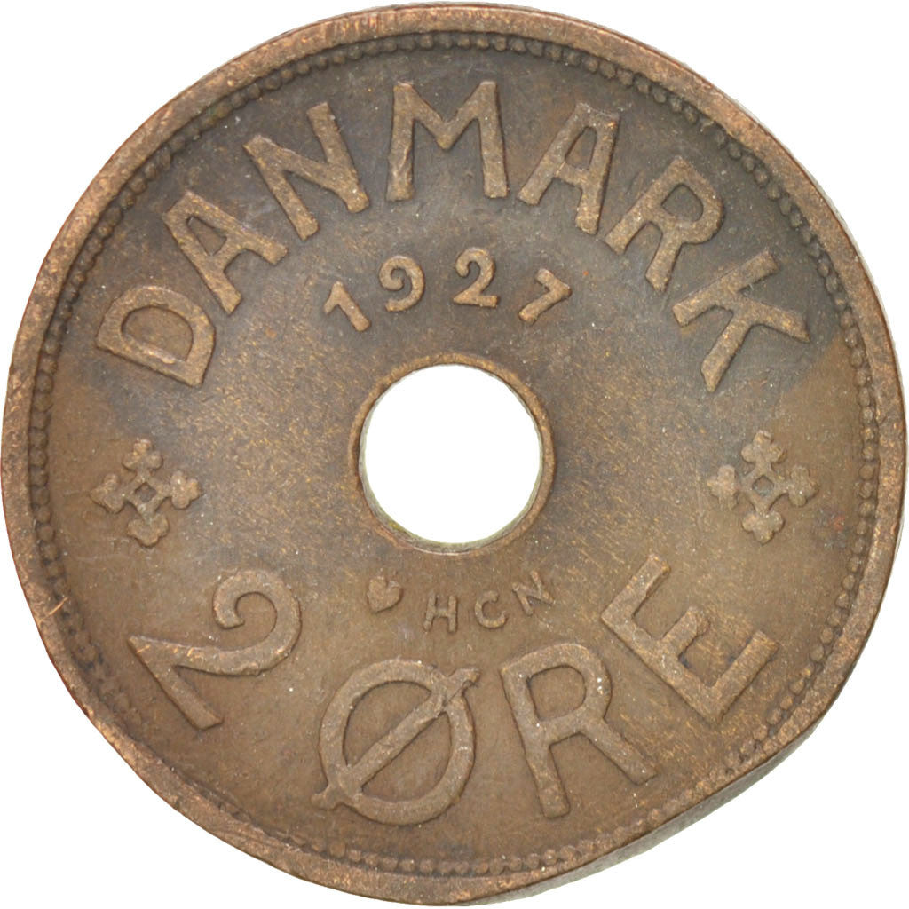Denmark, 2 Öre, 1927, Copenhagen, KM:827.1, EF(40-45), Bronze