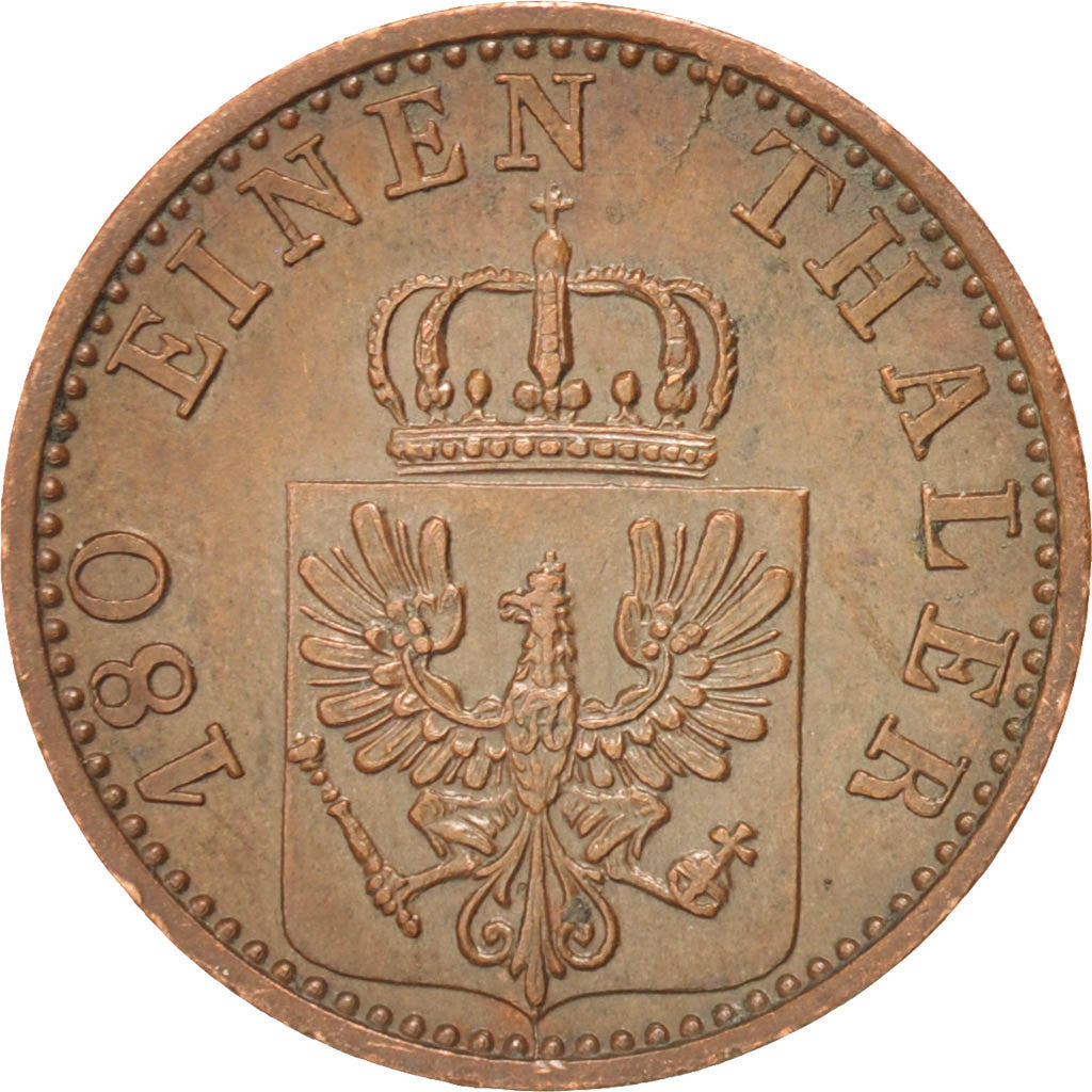 German States, PRUSSIA, 2 Pfennig, 1867 C, KM:481, AU(55-58), Copper, 20