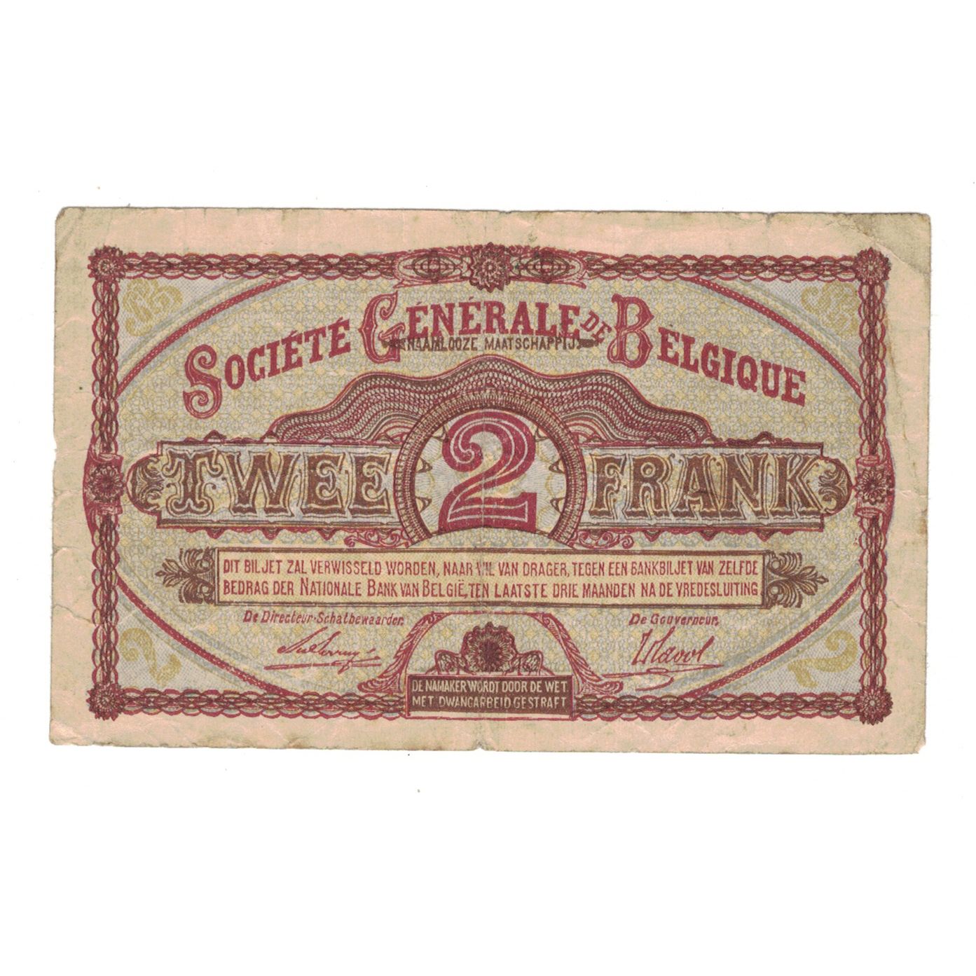 Billet, Belgique, 2 Francs, 1916, 24-11-1916, KM:87, TB