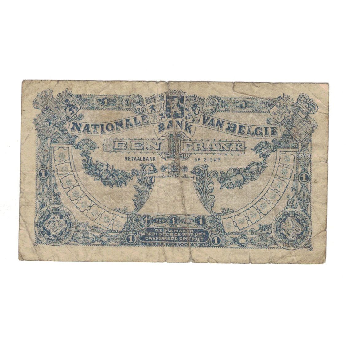 Banknote, Belgium, 1 Franc, 1922, 17-5-1922, KM:92, VG(8-10)