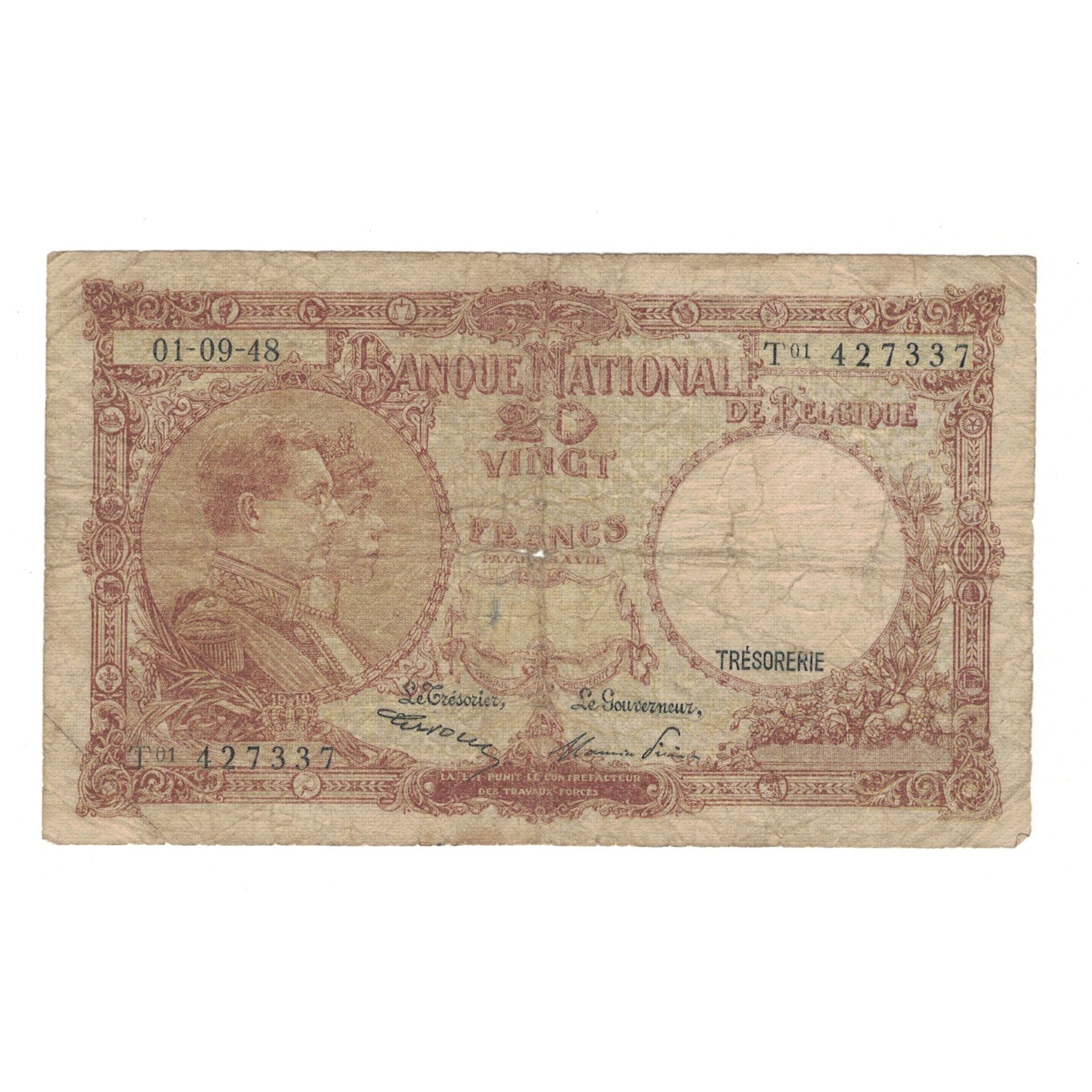 Billet, Belgique, 20 Francs, 1948, 1948-09-01, KM:116, B
