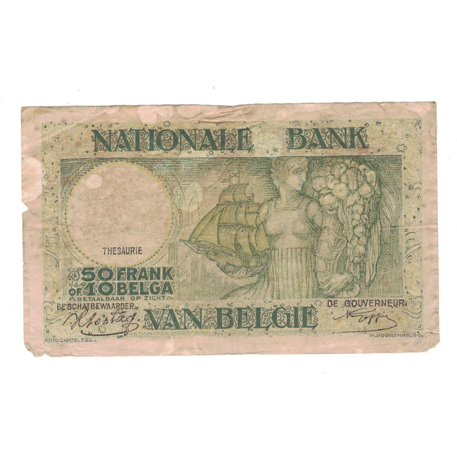 Billet, Belgique, 50 Francs-10 Belgas, 1943, 6-1-1943, KM:106, B
