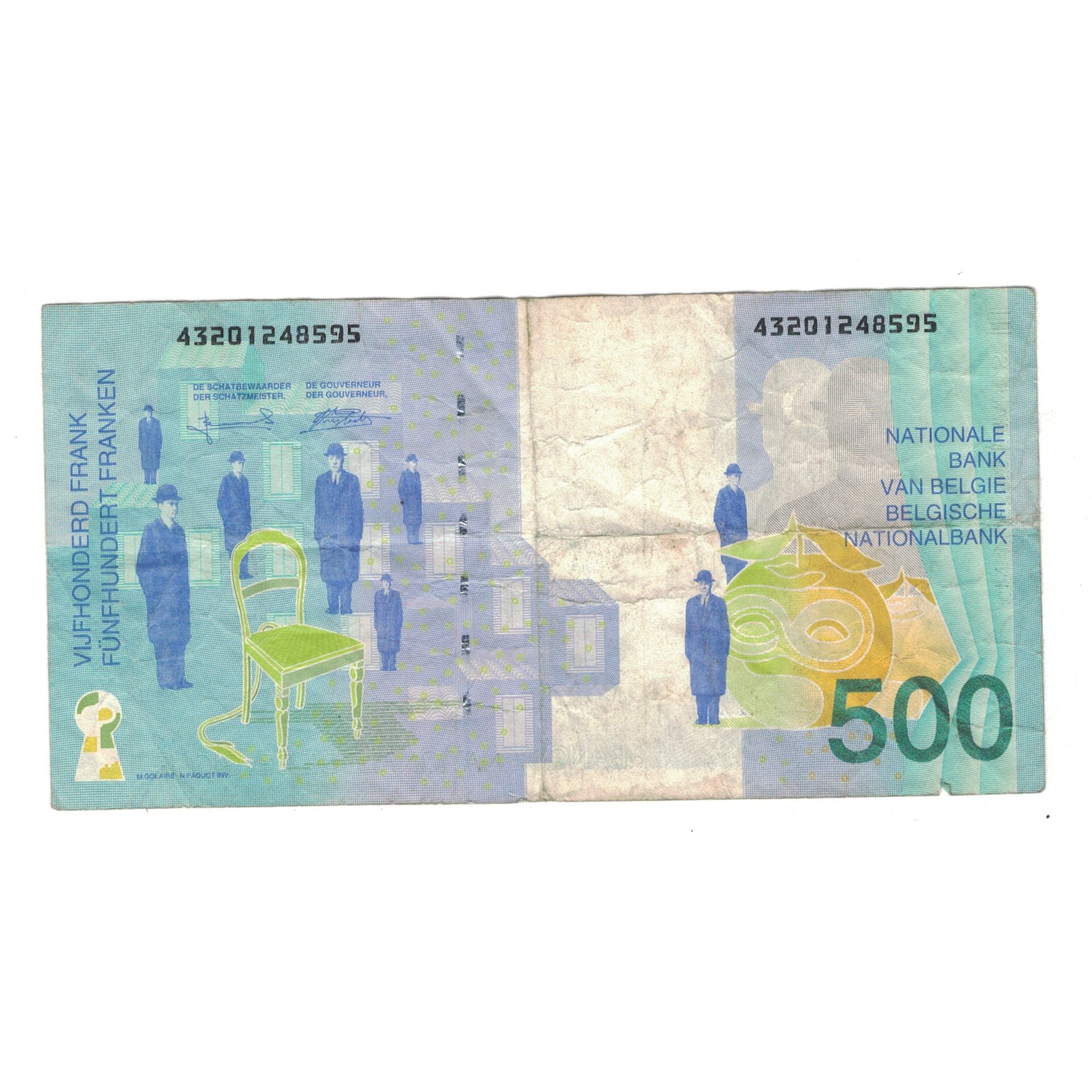 Billete, 500 Francs, Undated (1998), Bélgica, KM:149, BC+