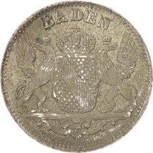 German States, BADEN, 6 Kreuzer, 1848, KM:210, AU(50-53), Silver