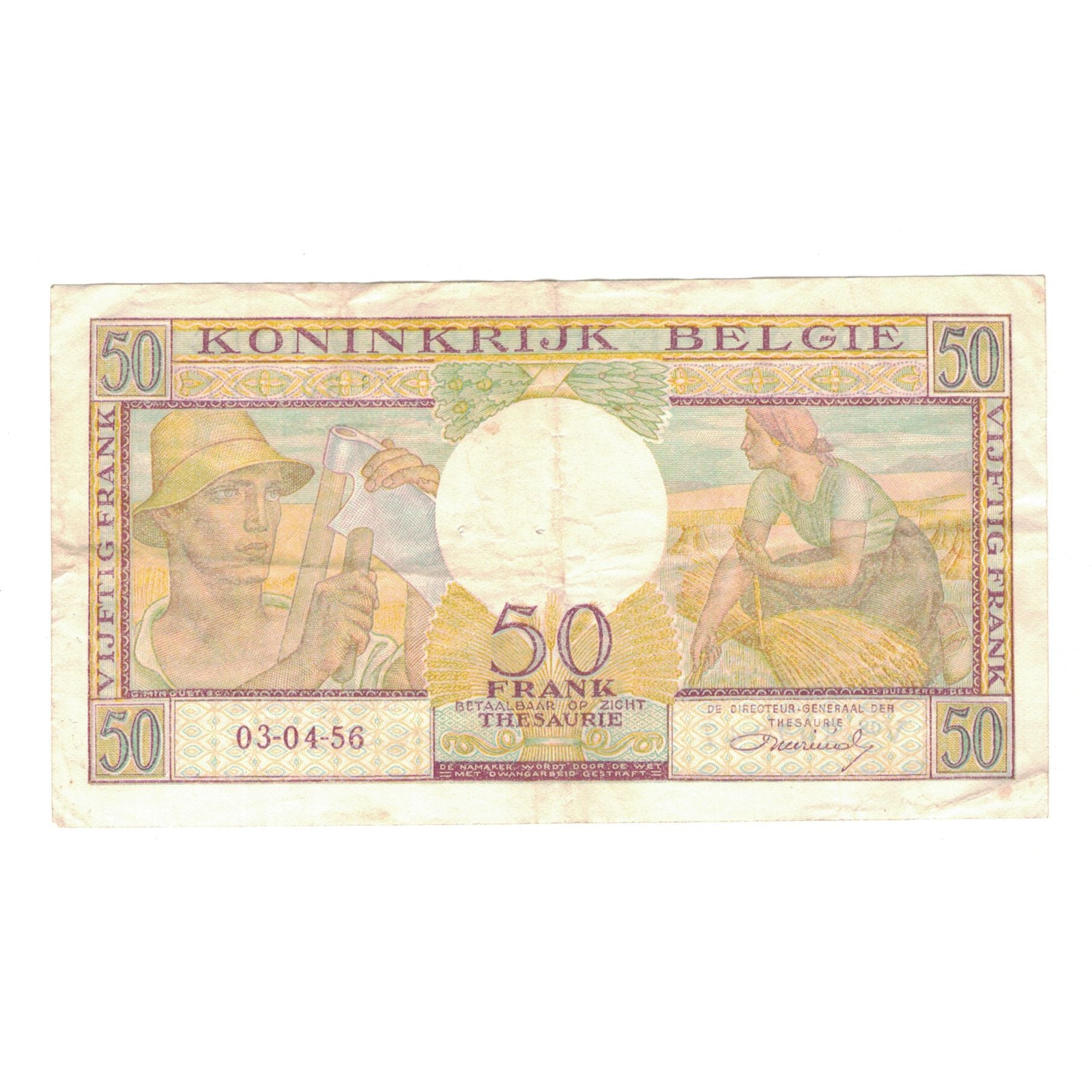 Banknote, Belgium, 50 Francs, 1956, 1956-04-03, KM:133b, EF(40-45)