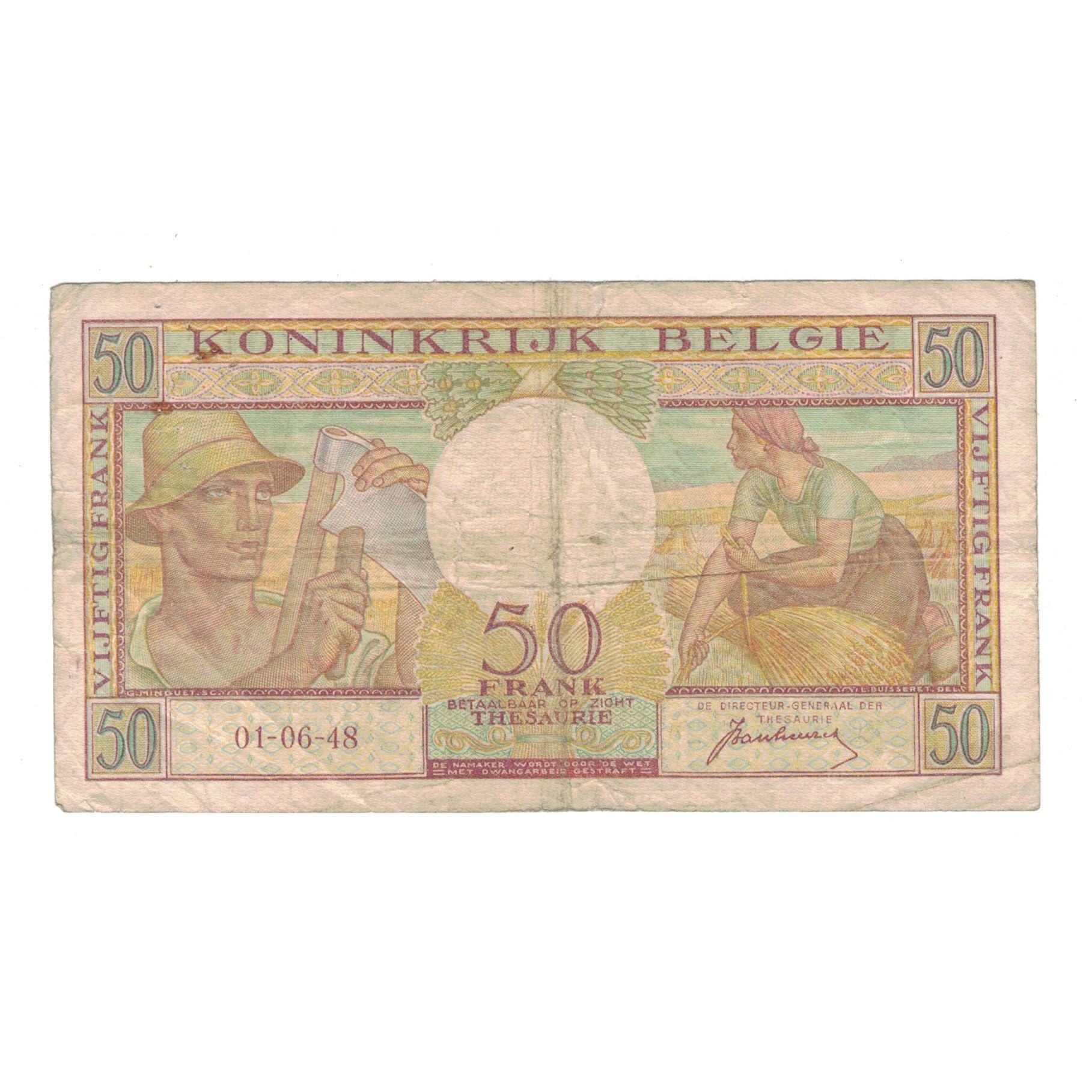 Banknote, Belgium, 50 Francs, 1948, 1948-06-01, KM:133a, VF(20-25)