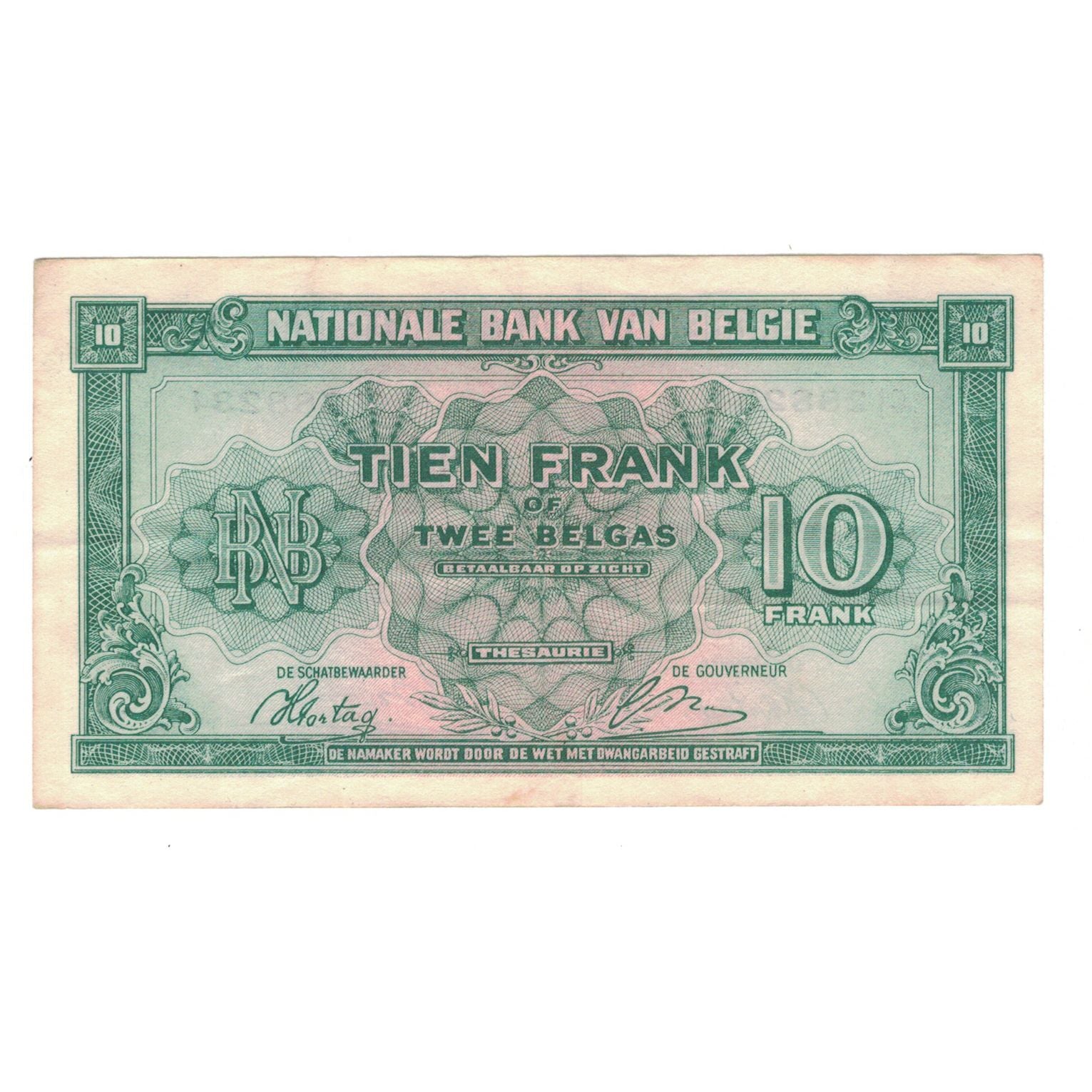 Banknote, Belgium, 10 Francs-2 Belgas, 1943, 1943-02-01, KM:122, EF(40-45)