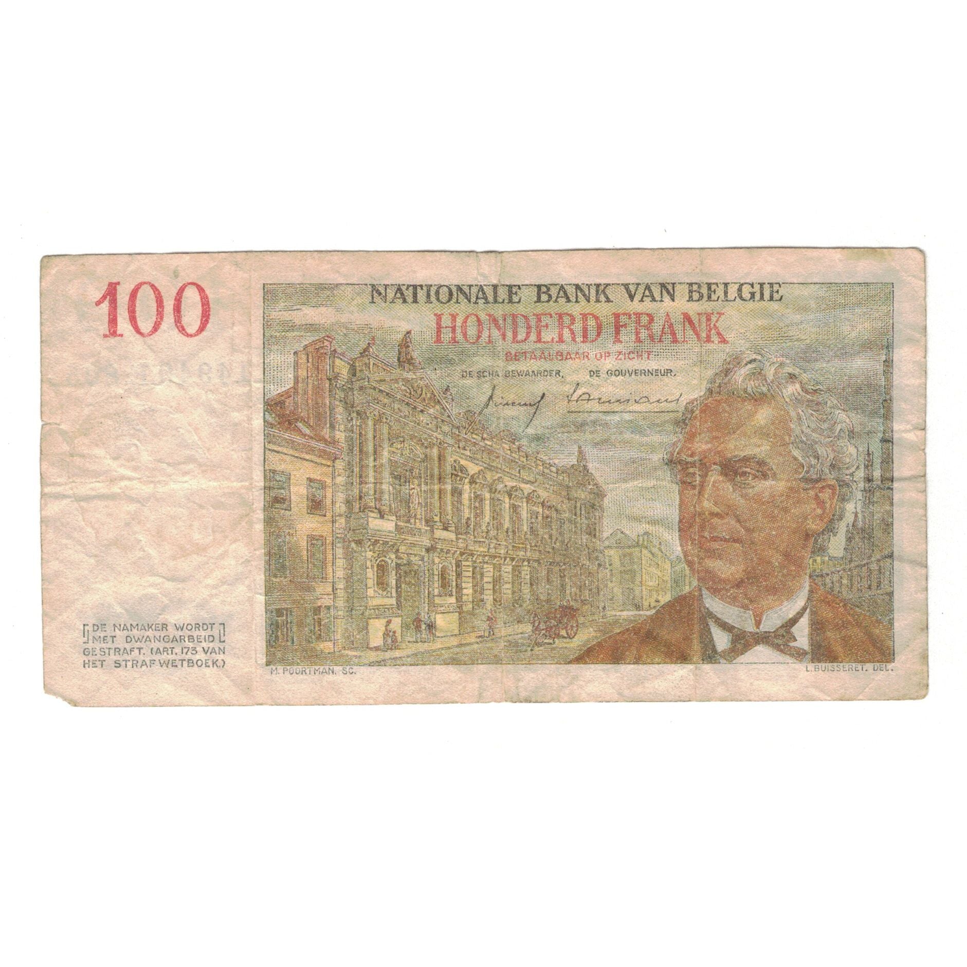 Banknote, Belgium, 100 Francs, 1959, 8-6-1959, KM:129c, VF(20-25)