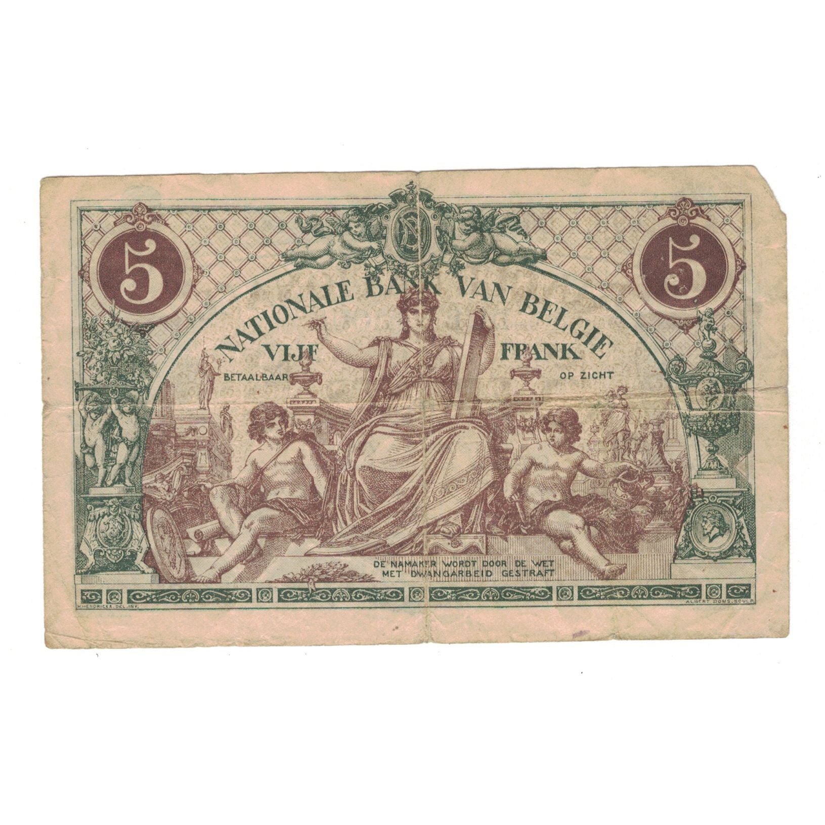 Banknote, Belgium, 5 Francs, 1914, 1914-07-01, KM:75a, VF(20-25)