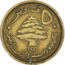 Monnaie, Liban , 5 Piastres, 1955