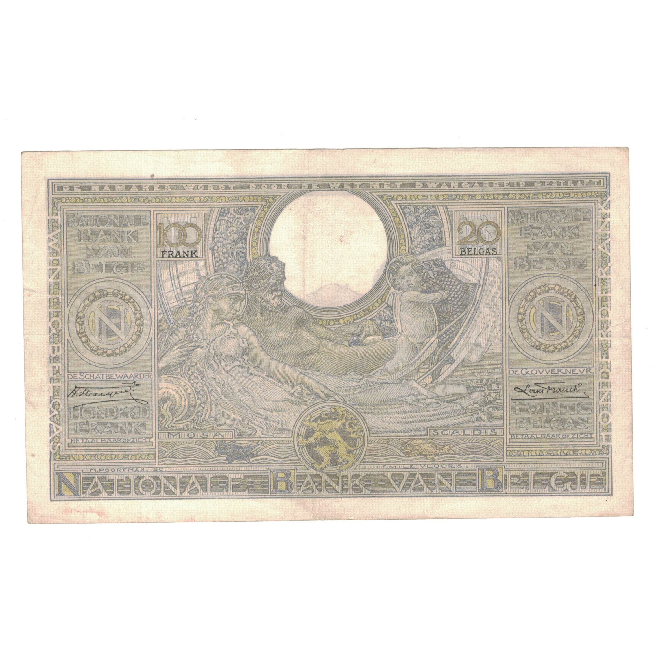 Billet, Belgique, 100 Francs-20 Belgas, 1934, 13-4-1934, KM:107, TB+