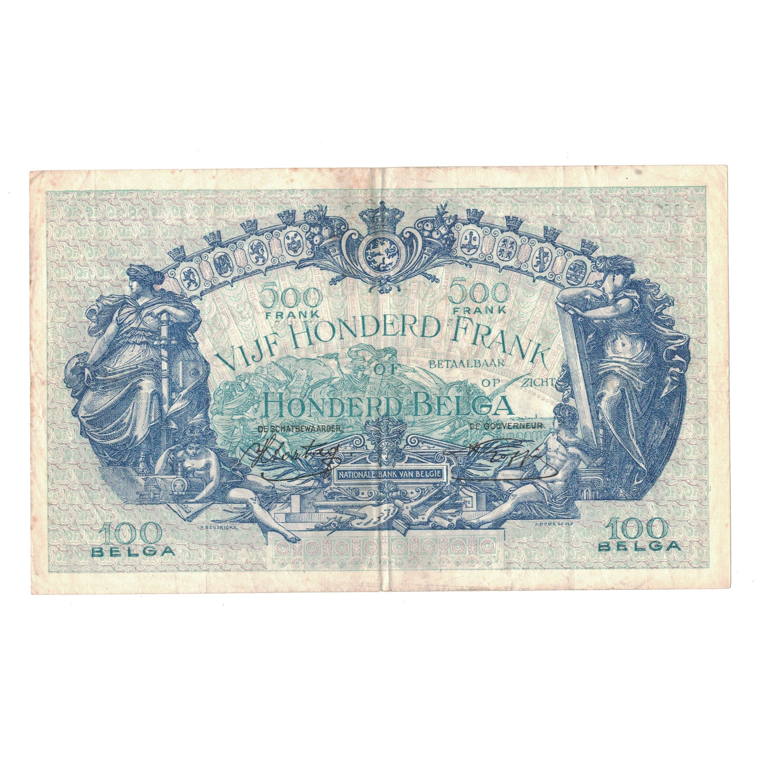 Billet, Belgique, 500 Francs-100 Belgas, 1942, 26/9/42, KM:109, TB+