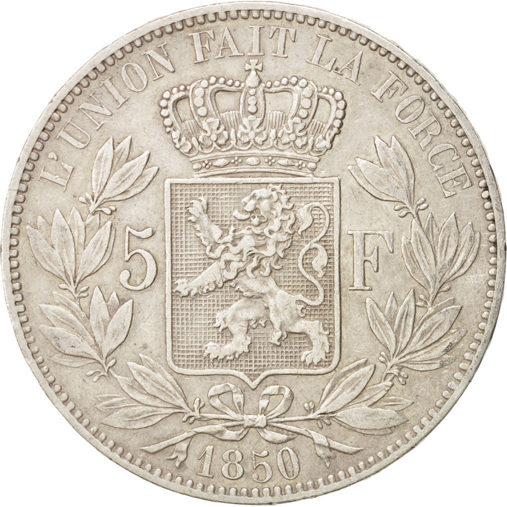 Belgium, 5 Francs, 5 Frank, 1850, KM:17, EF(40-45), Silver