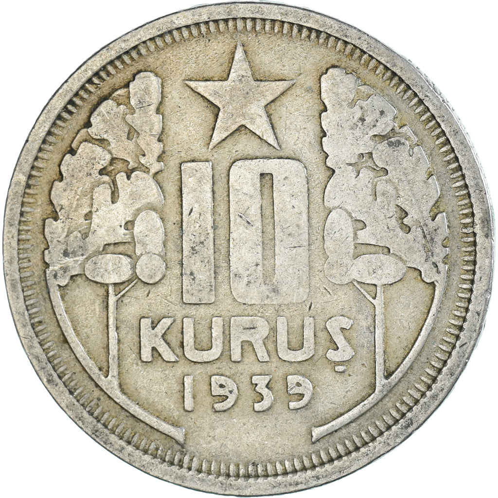 Monnaie, Turquie, 10 Kurus, 1939