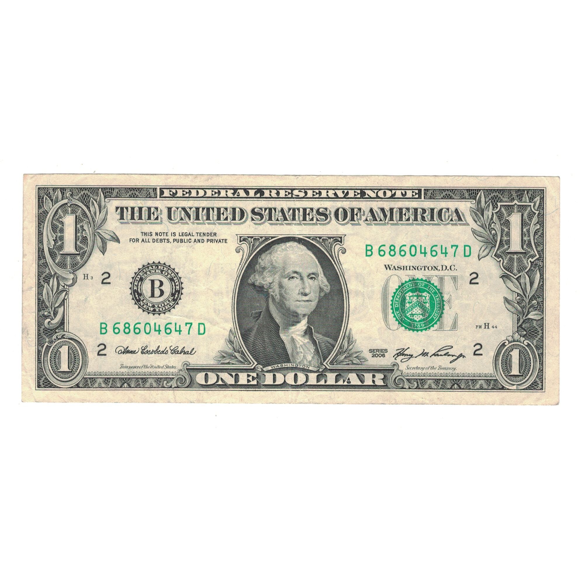 Billete, One Dollar, 2006, Estados Unidos, UNC