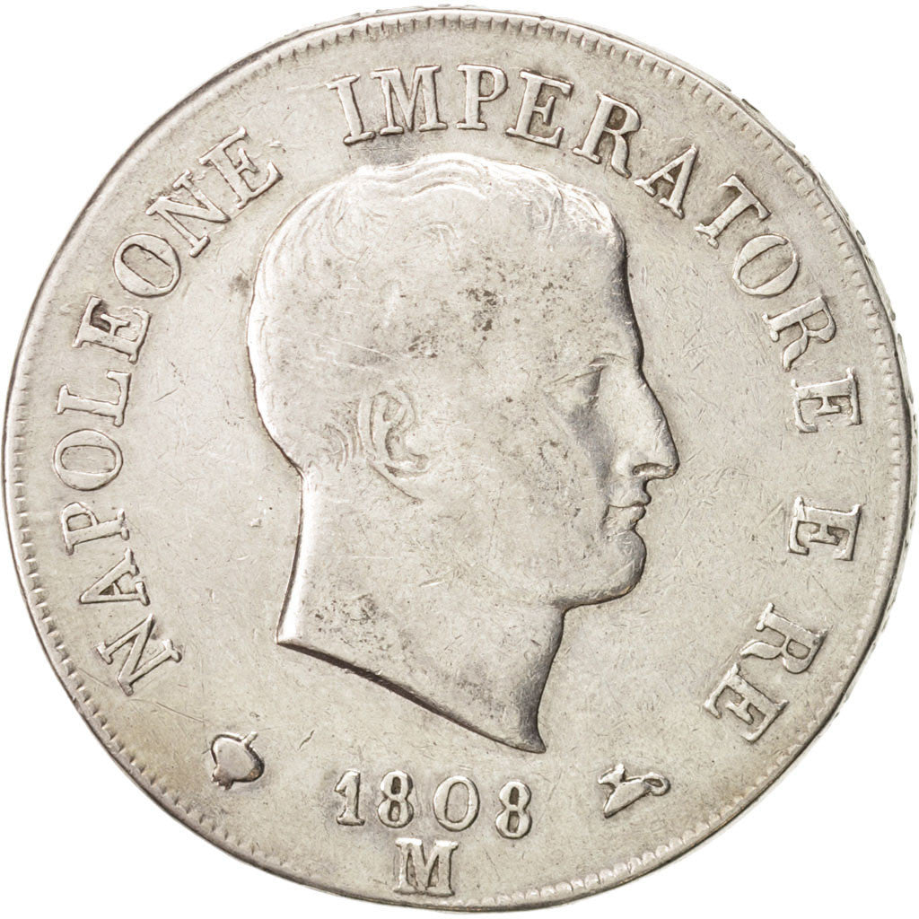 ITALIAN STATES, KINGDOM OF NAPOLEON, 5 Lire, 1808, Milan, KM:10.1, EF(40-45)