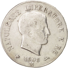 ITALIAN STATES, KINGDOM OF NAPOLEON, 5 Lire, 1808, Milan, KM:10.1, EF(40-45)