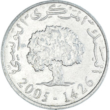 Münze, Tunesien, 5 Millim, 2005