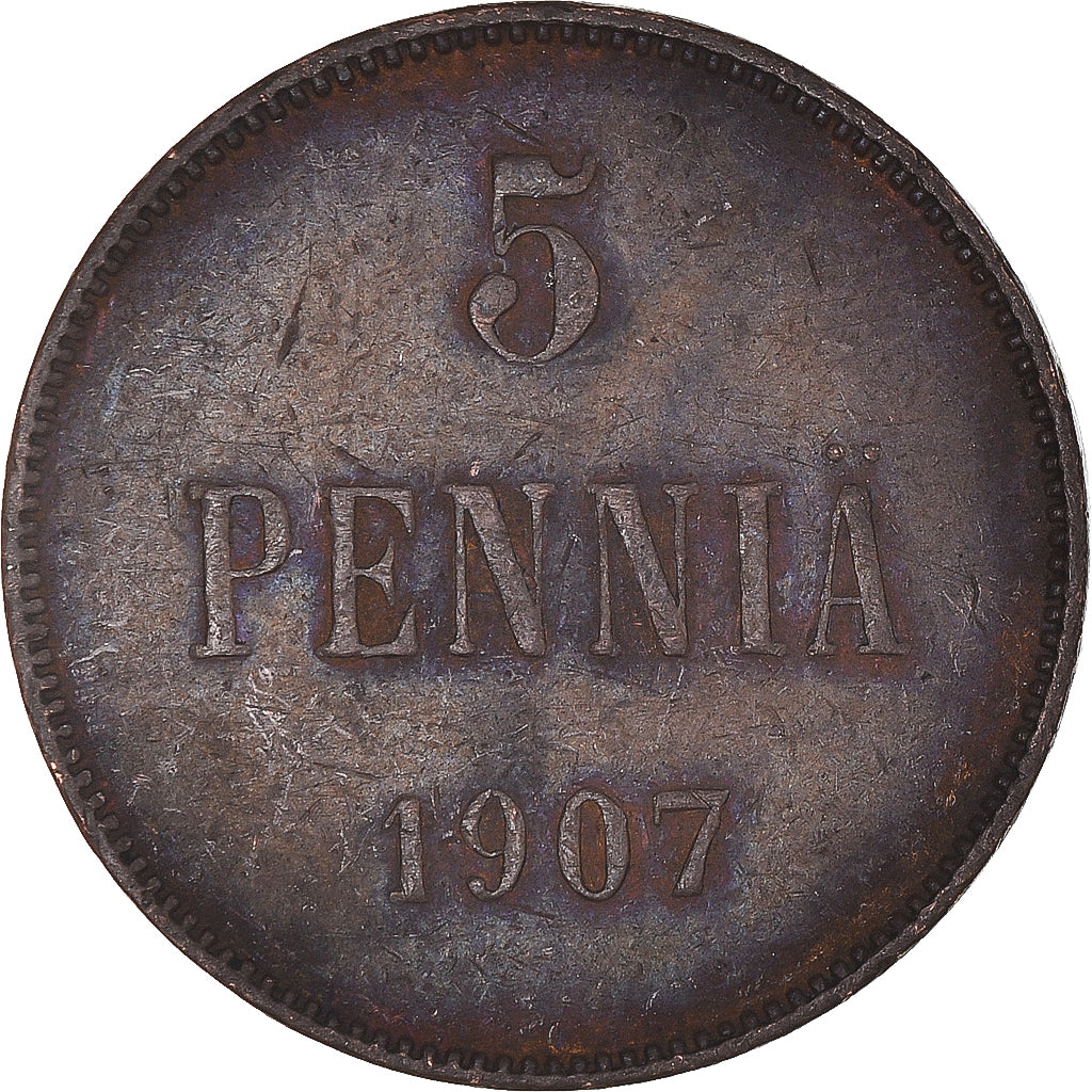Moneta, Finlandia, 5 Pennia, 1907