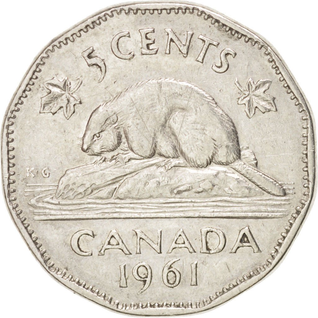 Canada, Elizabeth II, 5 Cents, Royal Canadian Mint, 1961, KM:50a, VF(30-35)