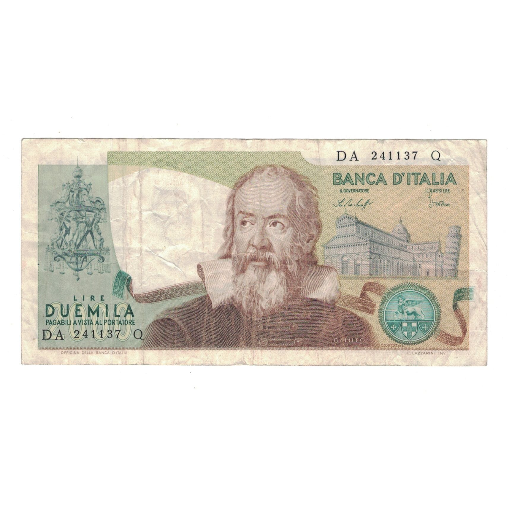Banknote, Italy, 2000 Lire, 1976, 1976-10-22, KM:103b, EF(40-45)