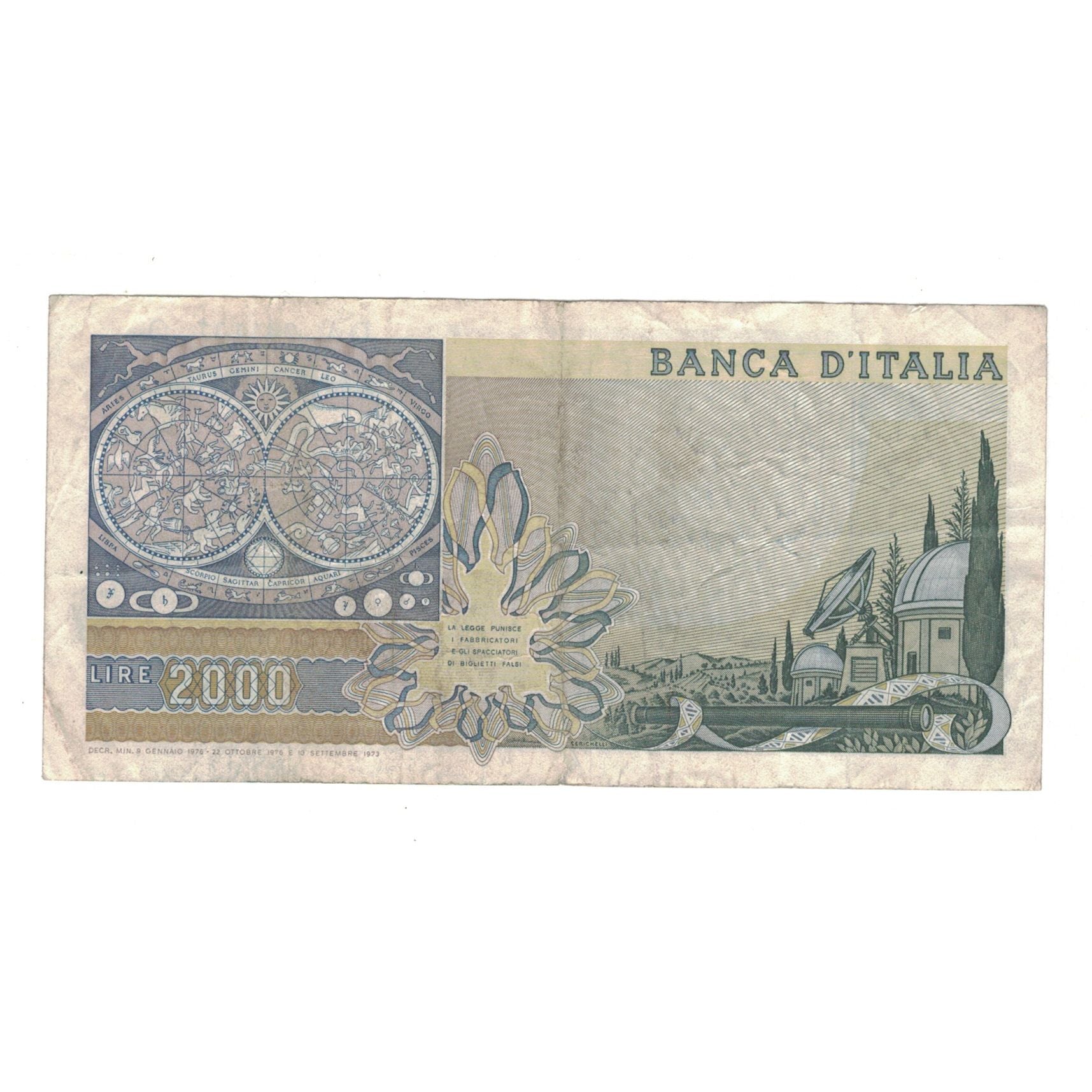 Banknote, Italy, 2000 Lire, 1976, 1976-10-22, KM:103b, EF(40-45)