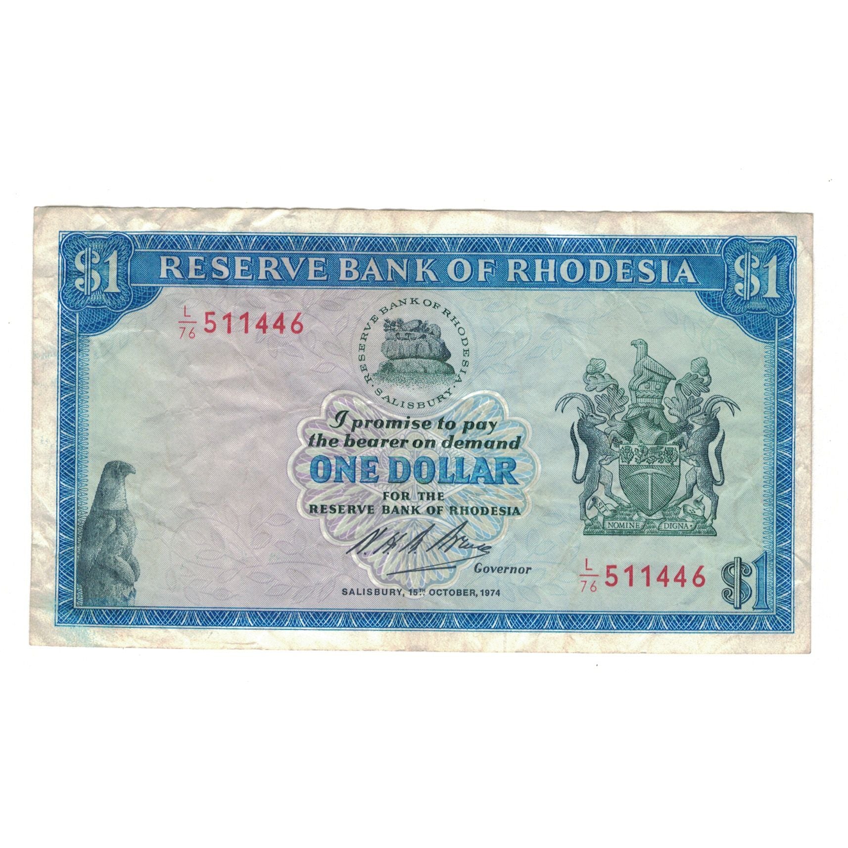 Banconote, Rhodesia, 1 Dollar, 1974, 1974-10-15, KM:30k, BB