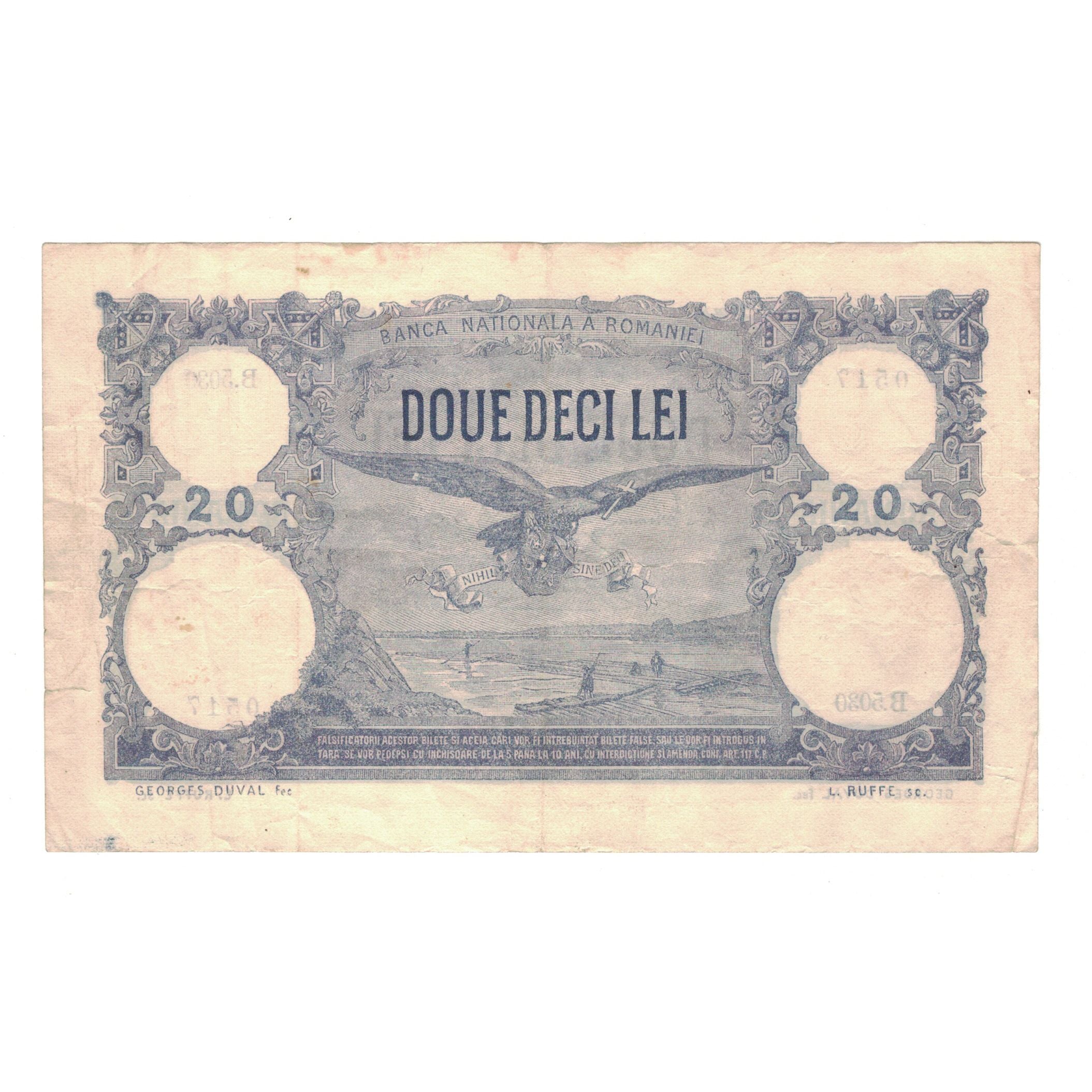 Banknote, Romania, 20 Lei, 1924, 5-2-1924, KM:20a, EF(40-45)