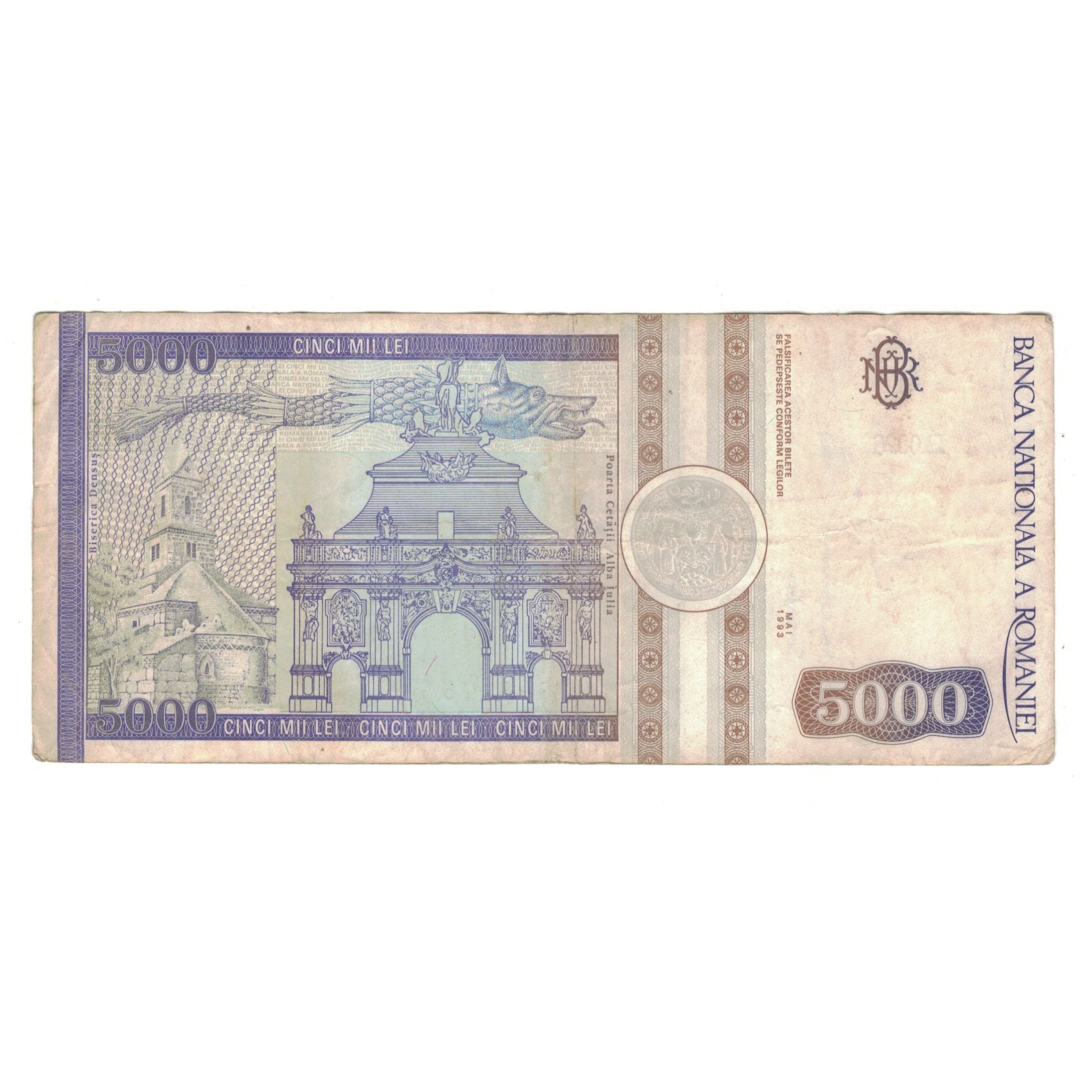 Banknote, Romania, 5000 Lei, 1993, 05-1993, KM:104a, VF(30-35)